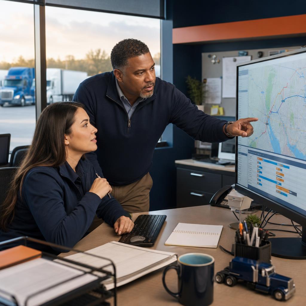 Fleet operations team reviewing dispatch and route planning
