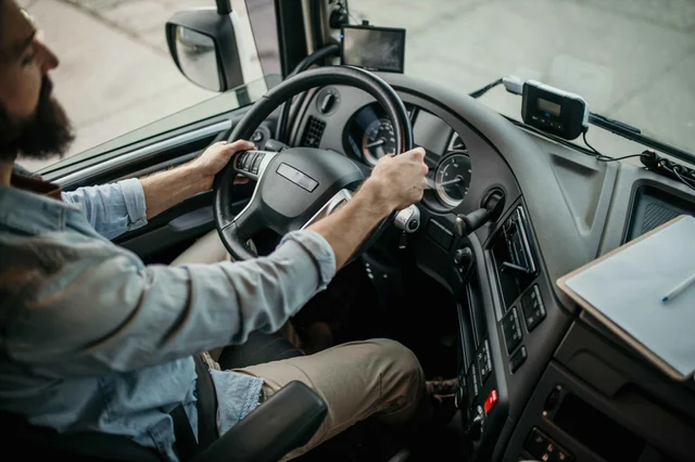 Truck driver at the wheel